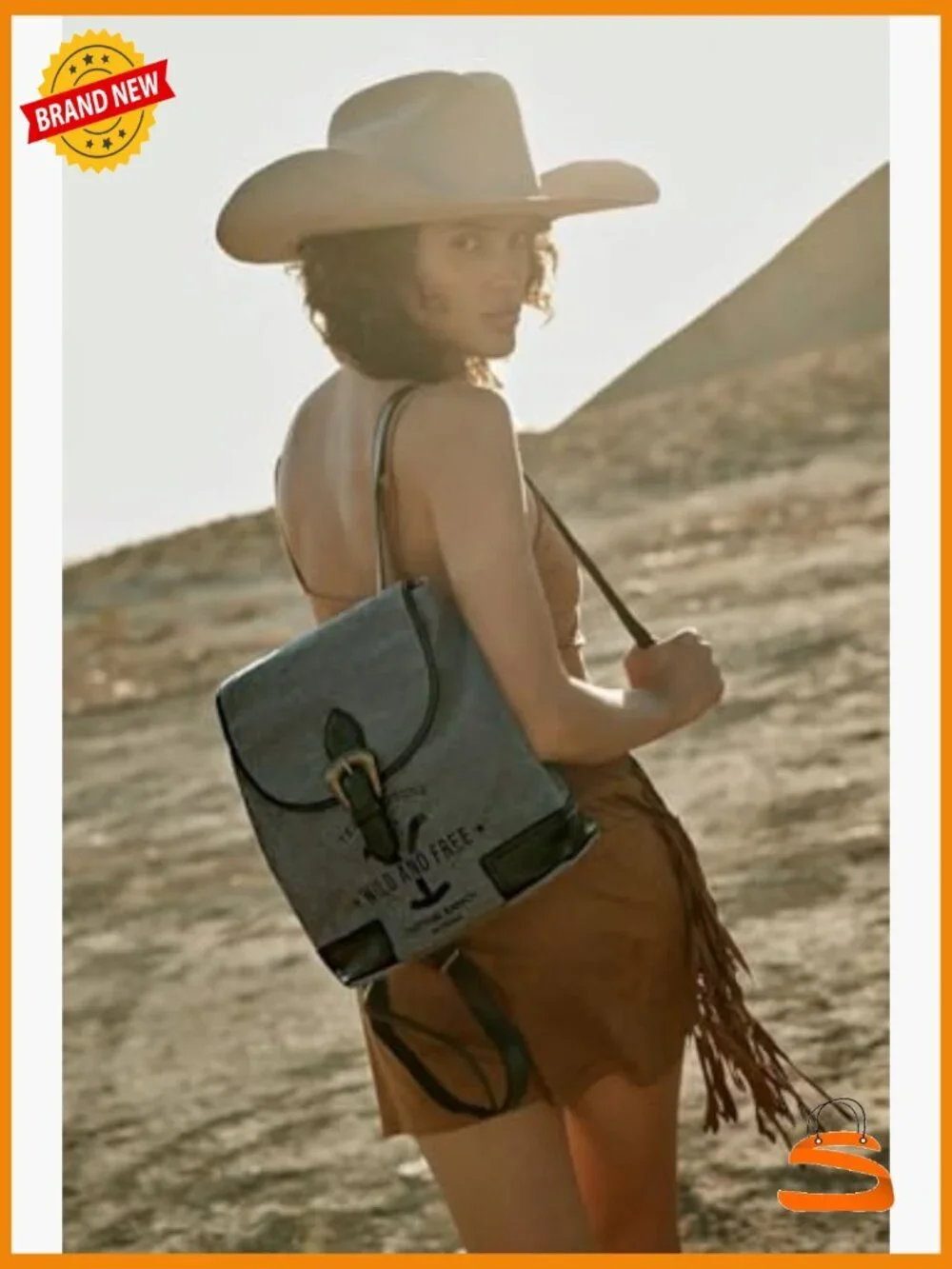 Western Upcycled Canvas Backpack - Licensed Yellowstone Knapsack Snap Closure